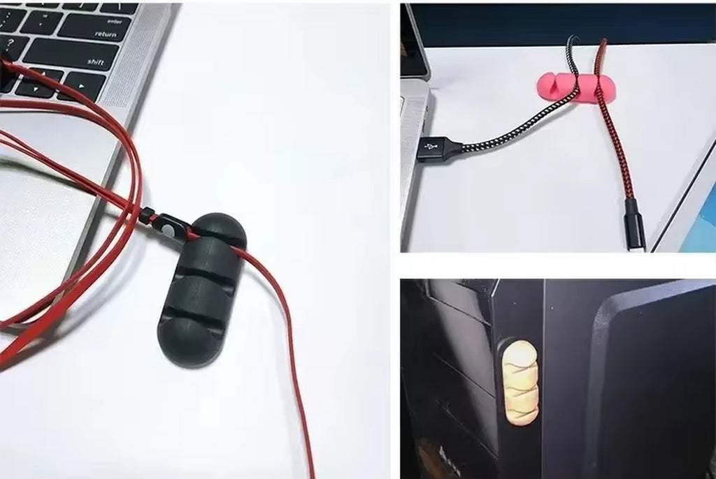 Cable Cord Wire Organizer Silicone USB Cable Winder Management Clips Self Adhesive for Mouse Keyboard Headset for Iphone